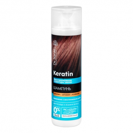 Šampūnas blankiems ir trapiems plaukams (keratinas + argininas + kolagenas) 250 ml "Dr. Sante"