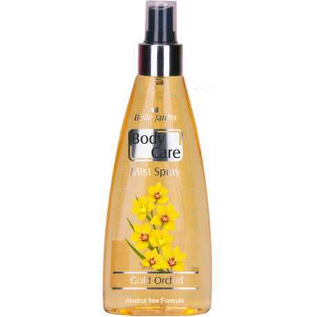 Drėkinamasis parfumuotas kūno purškiklis be spirito, su auksinėm orchidėjom 180 ml "Belle Jardin"