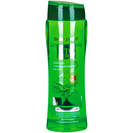 Plaukų šampūnas ir kondicionierius su dilgėlėmis ir keratinu riebiems ir normaliems plaukams 420 ml "Belle Jardin"