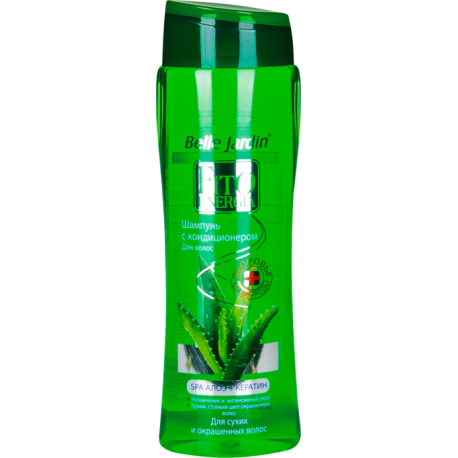 Plaukų šampūnas ir kondicionierius su alavijų ekstraktu ir keratinu sausiems ir dažytiems plaukams 400 ml "Belle Jardin"